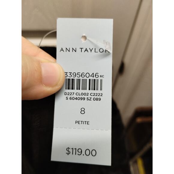 Ann Taylor NWT Size 8p Black Houndstooth Tie Waist Ankle High Rise Tapered Pants - Picture 8 of 8